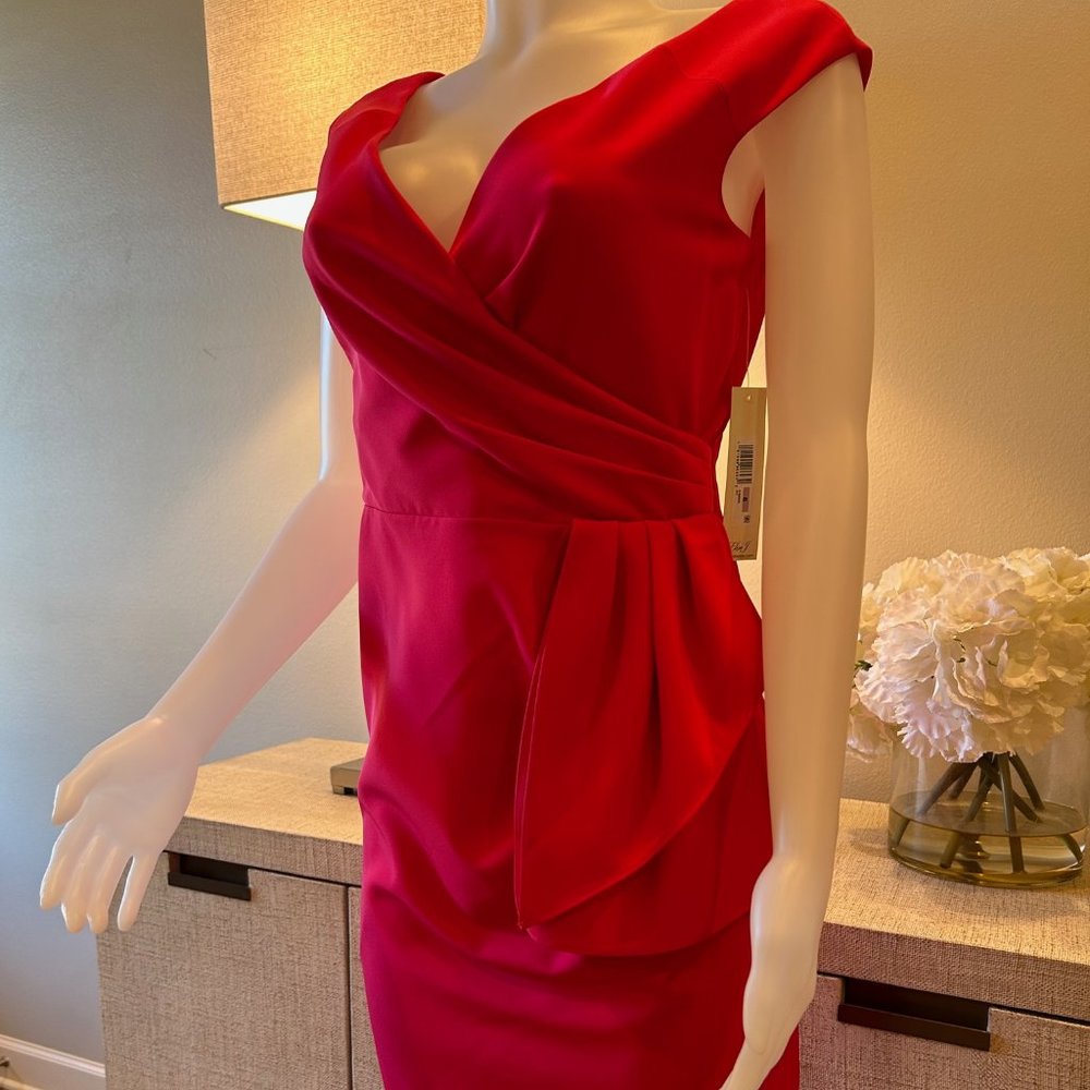 Eliza J Cap Sleeve Drape Crepe Sheath Dress - Picture 3 of 8